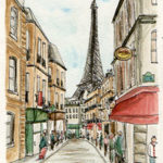 croquis rue parisienne tour eiffel