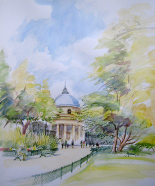 parc monceau aquarelle