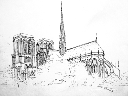 croquis notre dame paris