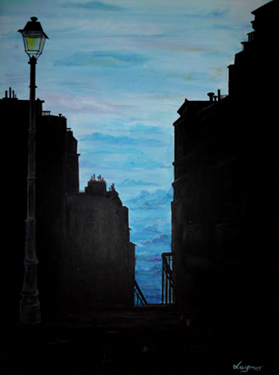 rue montmartre nuit peinture