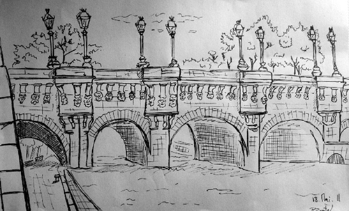 dessin feutre pont neuf