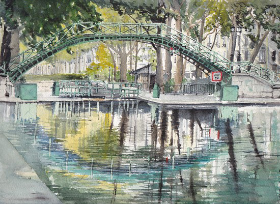 aquarelle canal st martin