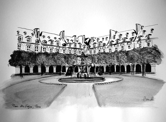 croquis place des vosges