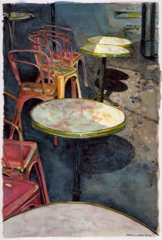 aquarelle terrasse café