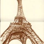 dessin tour eiffel sepia