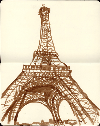 dessin tour eiffel sepia