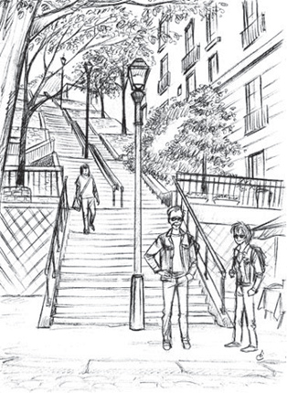 escaliers montmartre dessin