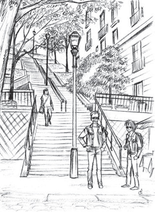 escaliers montmartre dessin