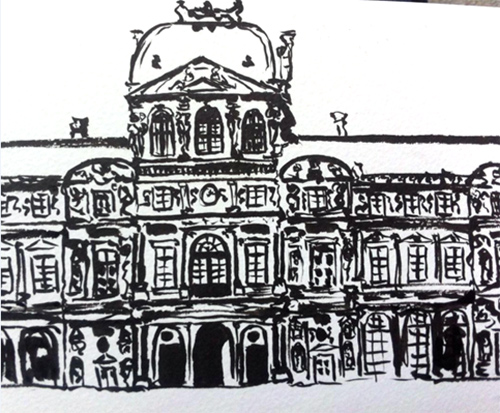 facade louvre dessin