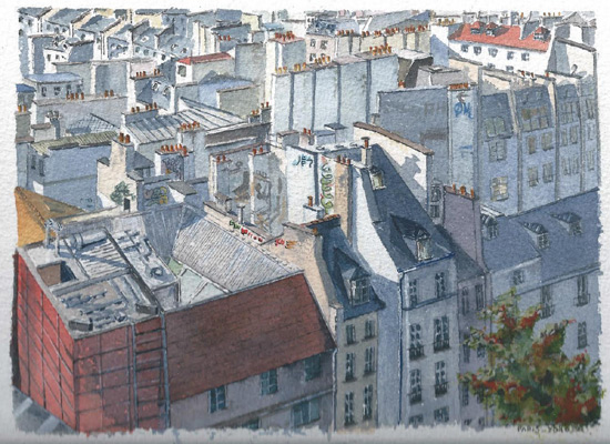 aquarelle toits paris