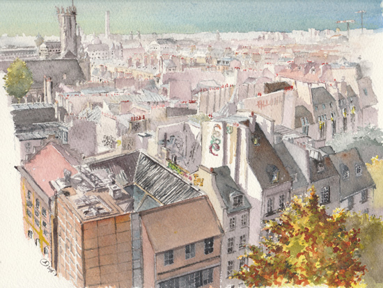 toits paris aquarelle