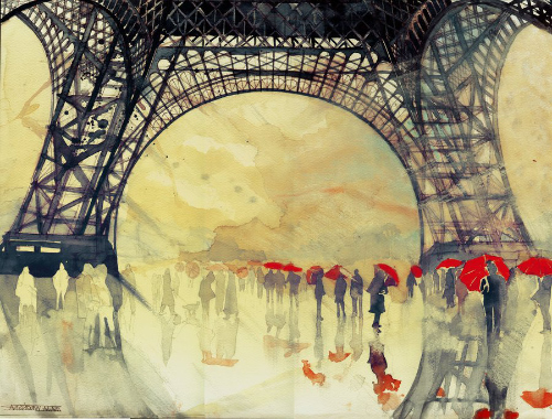 tour eiffel dessin aquarelle