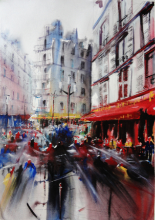 rue montmartre aquarelle