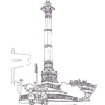 Dessin de la place de La Bastille par Patrice Rambaud