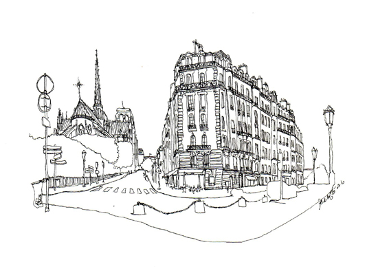 dessin chevet notre dame