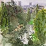 Aquarelle aux buttes Chaumont par Justine Gasquet