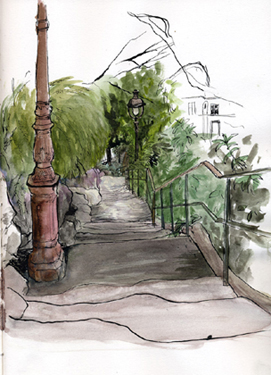 dessin escaliers montmartre