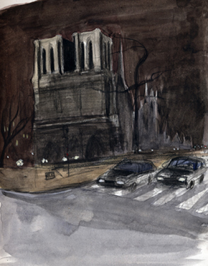 notre dame aquarelle