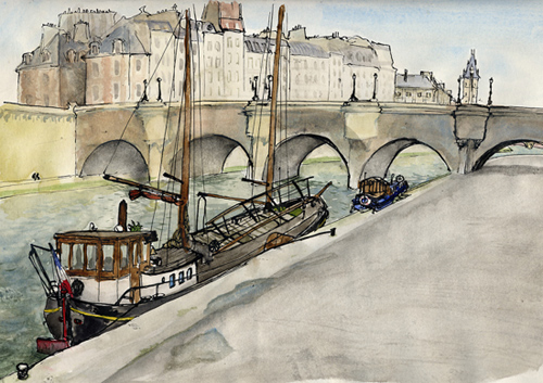 dessin paris pont neuf