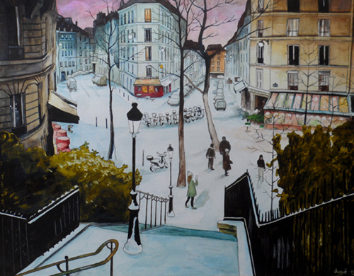 aquarelle montmartre rue utrillo