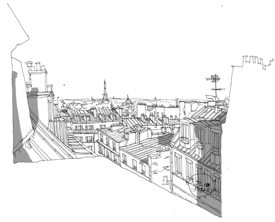 dessin toits paris