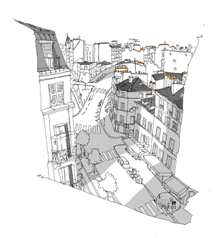 dessin rue des abbesses