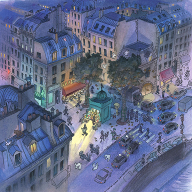 dessin paris nuit