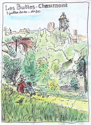 croquis buttes chaumont