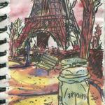 dessin jardin trocadero tour eiffel