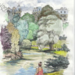 aquarelle des buttes chaumont